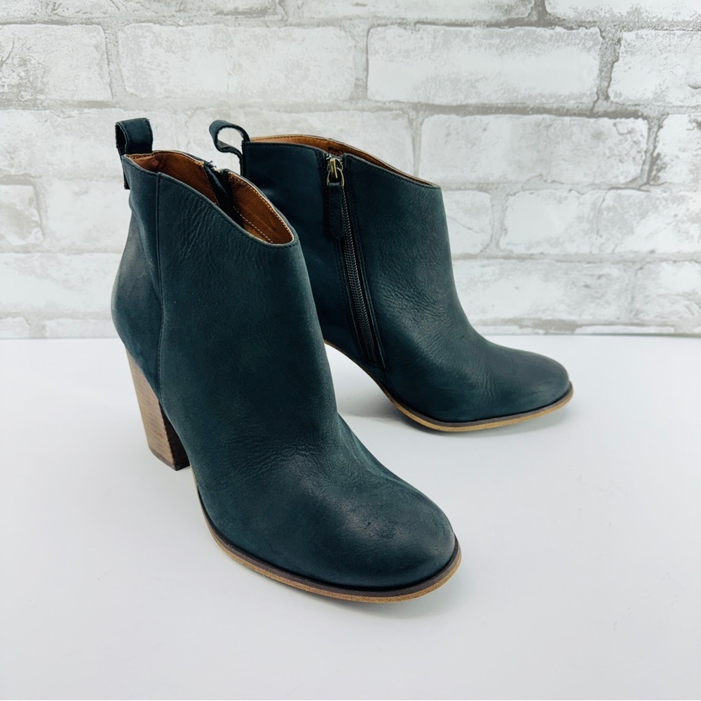 BP Lea Womens Ankle Boots Leather Black Sz 11 Round Toe Zip Block Western Chic